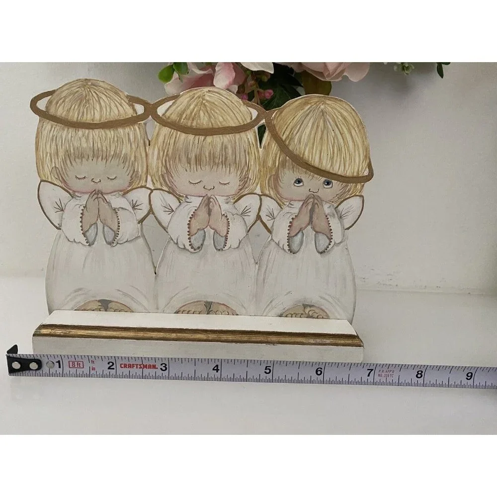Hand Painted Wood Angels Hand Painted Standing Plaque 7